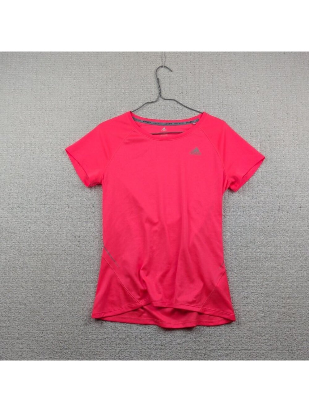 Adidas Athletic Running Short Sleeve T-shirt Hot Coquette Neon Pink Women Sz S
